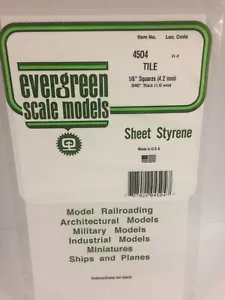 NUOVO Evergreen Scala Models #4504 Foglio Piastrella Stirene .040 x 1/6 di pollice Bianco - Foto 1 di 2