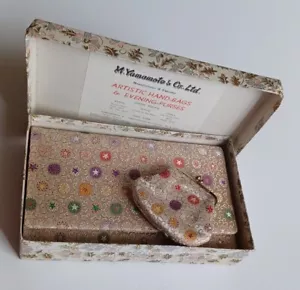 Vintage BOXED Japanese Silk M Yamamoto & Co Evening Clutch Purse & Coin Purse - Picture 1 of 23