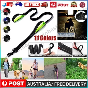 Dog Walking Lead with 2 Handles Dual Reflective Traffic Padded Dog Leash Control - Picture 1 of 24