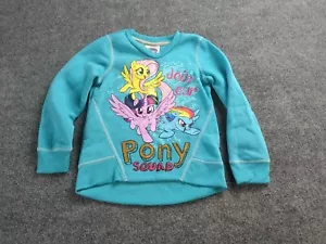 My Little Pony Sweater Girls Size 5 Aqua Blue Heather Pony Squad - Picture 1 of 8