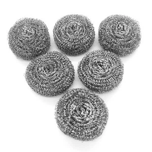 6Pk Stainless Steel Scrubber Sponges Scouring Pad Steel Wool for Kitchen Pot Pan - Picture 1 of 7