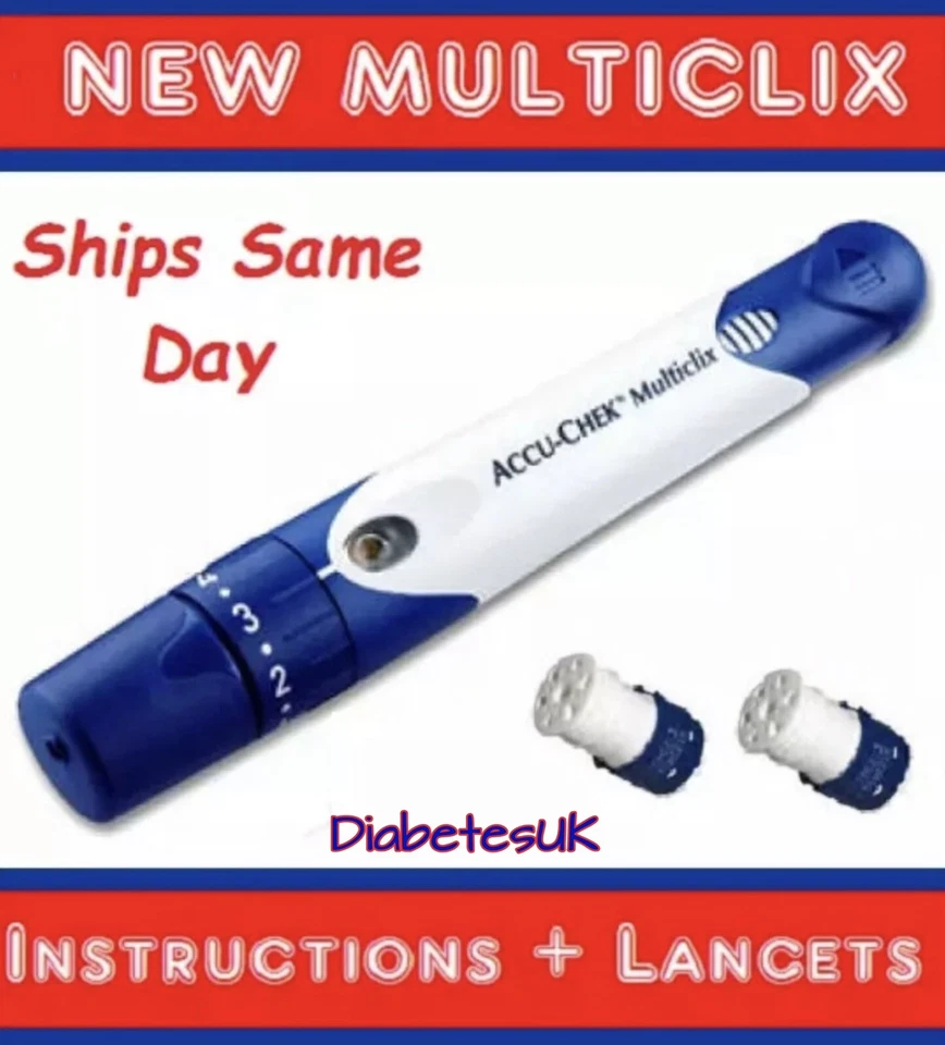 ACCU-CHEK MULTICLIX LANCING DEVICE + 12 FREE LANCETS - BRAND NEW - RRP £69.99