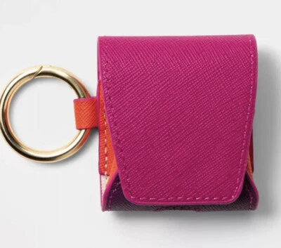 Capa de couro sintético Heyday com clipe compatível com Apple AirPods geração 1 e 2 - orquídea/vermelho/roxo - Imagem 1 de 4