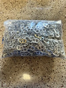 1 POUND, OVER 1200 ALUMINUM POP TOPS, POP TABS, PULL TABS BEER, SODA TOPS - Picture 1 of 2