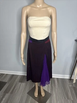 Louis Vuitton Vintage Flowy Light Silk Skirt SIZE 36 Knee Length Purple Burgundy - Изображение 1 из 4