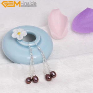 Multicolor Pearl Beaded Silver Hook Jewellry Double Dangle Earring Gift With Box - Picture 1 of 44