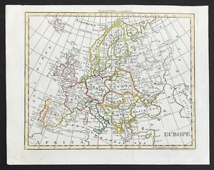 Mapa de Europa 1795 por William Darton para Walkers Geography grabado original - Imagen 1 de 3