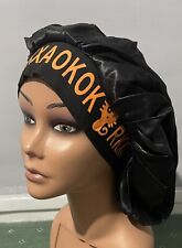 Big Silk Night Sleep Cap Hair Care Bonnet Hat Head Cover Satin Turban Black