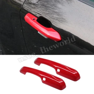 2PCS Red Car Exterior Door Handles Cover Trim For Ford Mustang GT 2024 2025 ABS - Picture 1 of 13