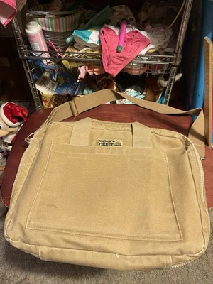 Bolso Maletín Vintage Lands' End Cuadrado Rigger Lona en Estuche Suave Caqui Foto 1 de 4