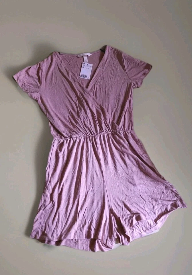 Neu m.Etikett H&M Kurz Overall Jumpsuit Sommer Strand Einteiler Beige Gr.S - Bild 1 von 4