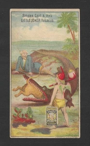 1880s H764 Gail Ax Tobacco Card - Little Joker Munchausen Slays Ferocious Beasts - Picture 1 of 2