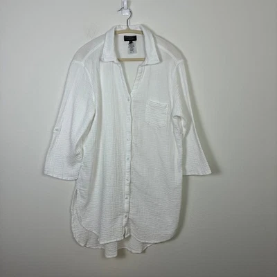 Top túnica Miraclesuit Talbots gasa abotonada XL playa encubrimiento costero Foto 1 de 4