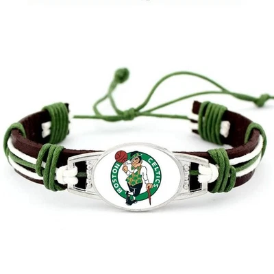 Pulsera deportiva coleccionable Boston Celtics NBA para hombre y mujer de cuero negro Foto 1 de 4