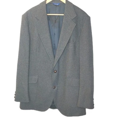 Casaco esportivo masculino de lã Pendleton tamanho 46 longo azul camurça cotovelo remendos vintage EUA  - Imagem 1 de 4