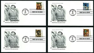 USA, SCOTT # 4566-4569, SET OF 4 ARTCRAFT FDC COVERS OF ROMARE BEARDEN YEAR 2011 - Picture 1 of 5