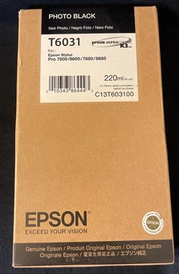 Genuine Epson T6031 Photo Black Ink Cartridge OEM••Brand New••Dated 2019 - Image 1 of 4