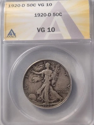 1920-D Walking Half dollar ANACS VG-10 - Image 1 of 2