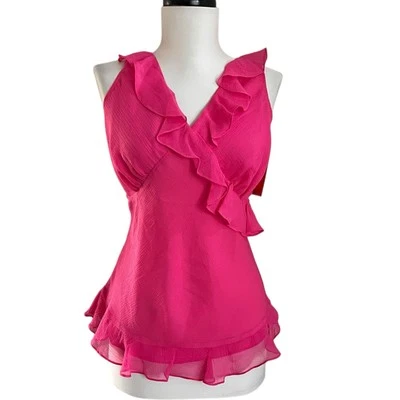 Y2K розовый шелк кукла верхний S с оборками фея гранж инди ретро Mizrahi цель новый - Изображение 1 из 4