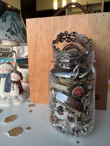 Vintage Mystery Jewelry Jar | Gold and silver And Pearl Themed | about 2pound - Bild 1 von 6
