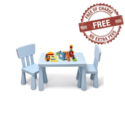 Conjunto de Mesa e Cadeira Infantil Conjunto de 3 Peças Móveis Infantis - Azul FRETE GRÁTIS EUA - Imagem 1 de 4