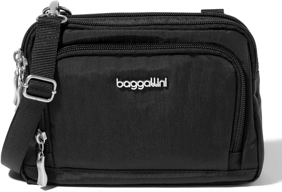 Baggallini Triple Zip Bag for Women with Built-In Wallet - Versatile Stylish Or