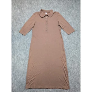 Abito maglia midi Peruvian Connection polo casual marrone pima cotone grande modesto - Foto 1 di 9