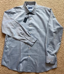 Camicia uomo David Donahue blu con bottoni taglia XL nuova con etichetta - Foto 1 di 5