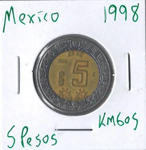 Moneda México 5 Pesos 1998 KM605, bimetálica - Imagen 1 de 2