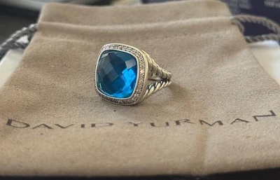 Anillo David/Yurman Plata de Ley 14mm ALBION Topacio Azul Talla 6 Foto 1 de 4