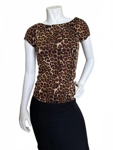 T-shirt Express Sexy Basic stampa leopardata cappuccio manica aderente taglia small - Foto 1 di 4