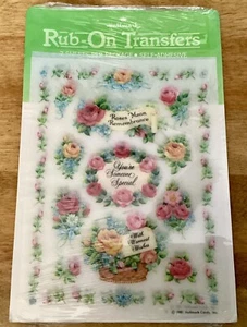 VTG 1981 Hallmark Rub-On Transfers, Victorian Roses/Flowers, 2 Sheets, NIP - Picture 1 of 4
