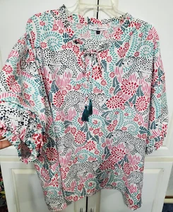 Michelle Mcdowell Grace Top Blouse Leopard Lounge Navy Size XX-Large XXL F-25 - Picture 1 of 17
