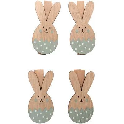 Mollette decorative coniglietto pasquale 4 pezzi Mint - Immagine 1 di 3