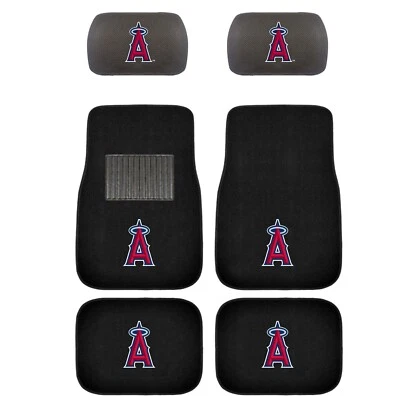NEW MLB 6PC Set Angels Truck Car Floor Mats & Headrest Covers - Image 1 of 4