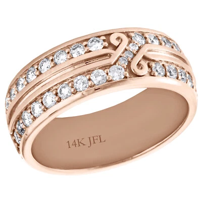 14K Rose Gold Mens Round Diamond Eternity Wedding Band 8mm Infinity Ring 1.74 CT - Image 1 of 4