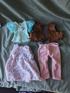 Conjunto de 4 ropa para muñeca de 18" conjunto de vestido chaleco con flecos floral helado manga abullonada OG  - Imagen 1 de 24