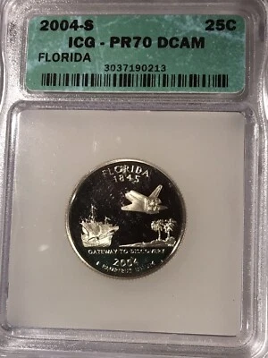 2004 S 25C Florida State Quarter PR70DCAM ICG - Image 1 of 2
