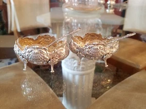 2 Victor Boivin Salt Cellars and Spoons French Sterling Silver 950 / 1000 - Picture 1 of 12