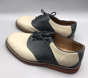 Colter Creek by H.S. TRASK Men's Tan/Navy Leather Tie Oxfords Size 9 WW - Picture 1 of 7