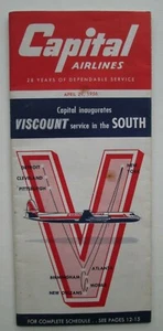 Capital Airlines Flight Schedule April 29, 1956 - Picture 1 of 7