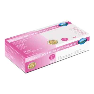 UNIGLOVES Soft White Einmalhandschuh Nitril S-XL Puderfrei Transparent Handschuhe 100Stk.