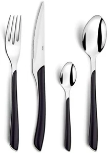 ✅ Set di Posate in Acciaio Inox con Manici in Plastica Color Grafite 24 Pz - Foto 1 di 9