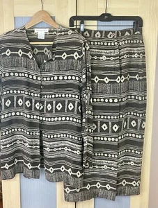 VINTAGE Jones New York Skirt & Top Set Women Sz 10 Silk Long Flowing Slimming - Picture 1 of 6