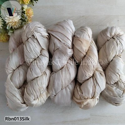 100gm Recycled Sari Silk Solid color ribbon, 1" wide, crafting knitting weaving - Image 1 of 2