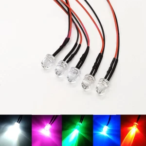 5pcs 8mm Pre-Wired LEDs Bulb Ultra Bright 3V 5V 6V 9V 12V 24V 48V 110V 220V - Picture 1 of 8