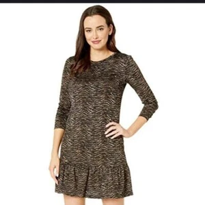 NEU MICHAEL Michael Kors Volant Tiger Metallic Kleid Tierdruck Designer - Bild 1 von 9