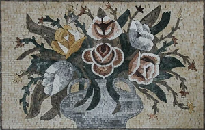 Flower Vase Wall Decor Floor Art Marble Mosaic - Picture 1 of 1