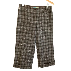 Pantalones Beth Bowley para mujer talla 6 negro blanco a cuadros mezcla de lana tiro alto pierna ancha - Imagen 1 de 13