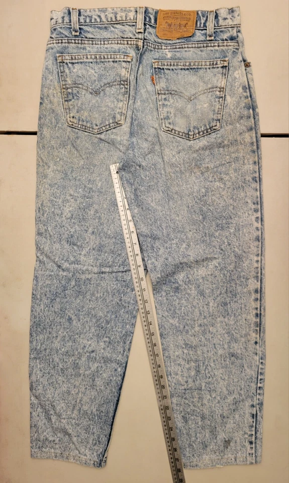 Jeans de mezclilla vintage años 90 Levi’s 550 naranja lengüeta 32x32 30x28 EE. UU. azul lavado ácido Foto 1 de 4